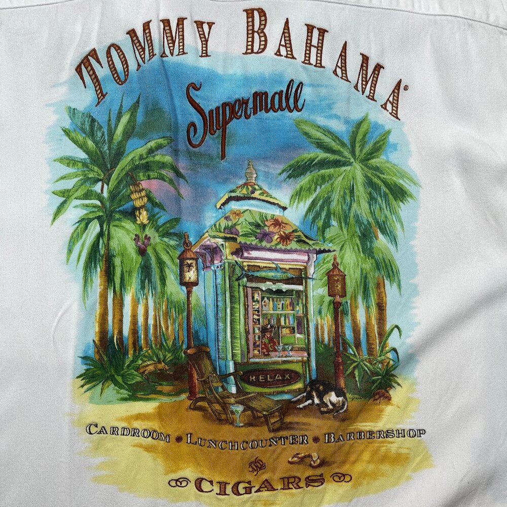 Tommy Bahama White Short Sleeve Button Down Supermall Shirt size Large - Picture 5 of 5
